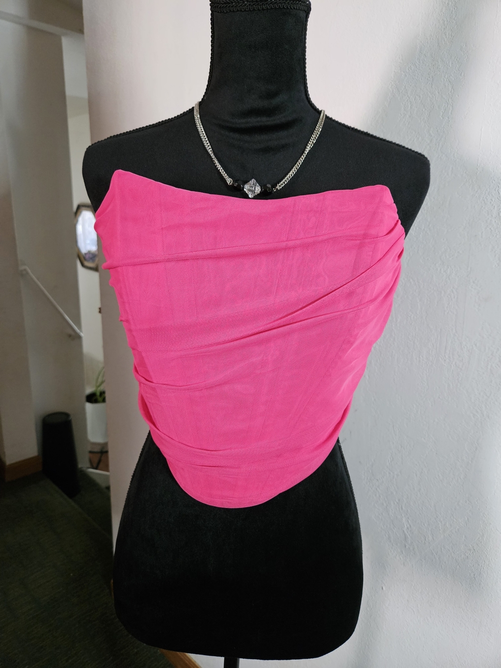 Bright Fuchsia Strapless Draped Top